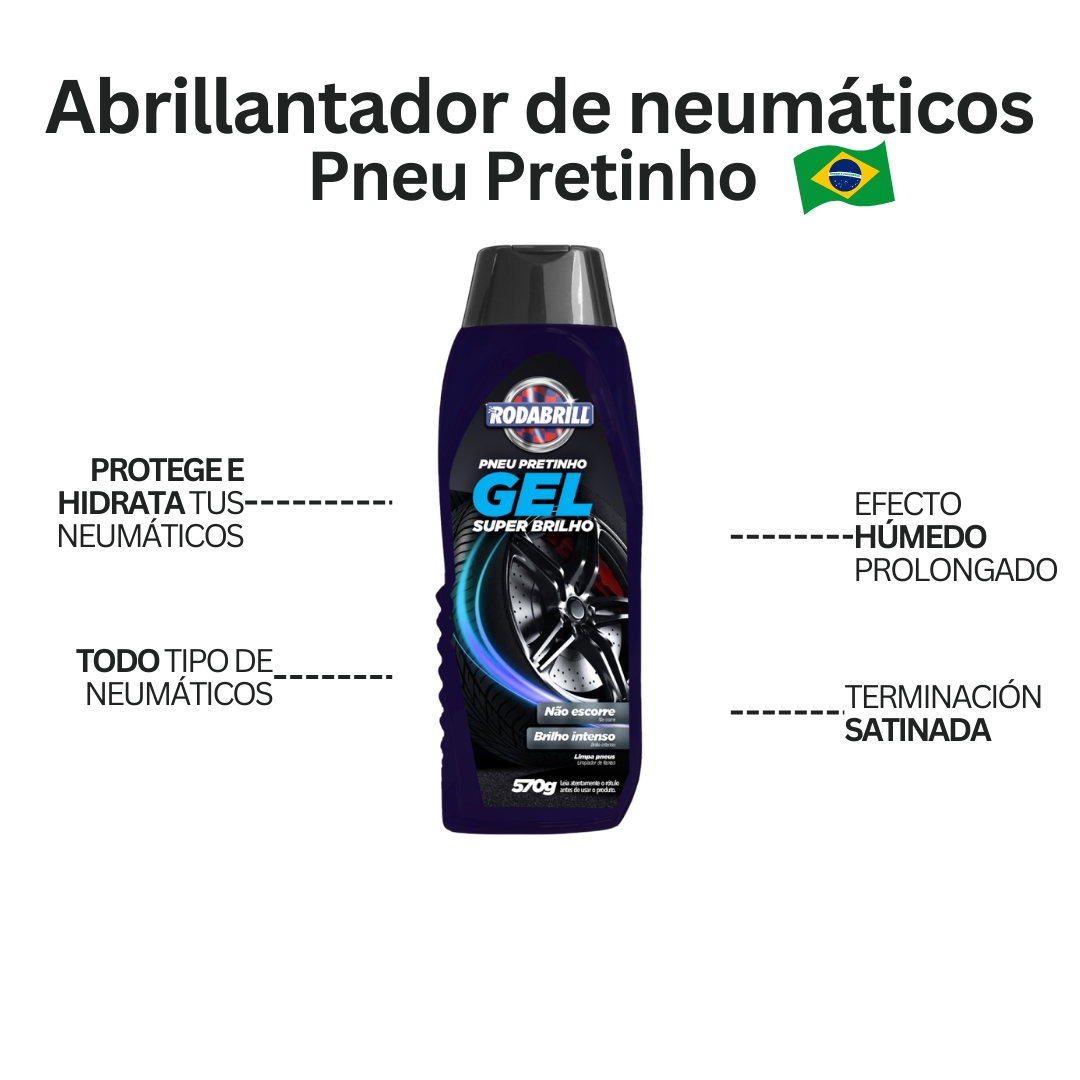 Kit Brillo Exterior Auto | Cera Rodabrill + Gel Bucas + Pneu Pretinho