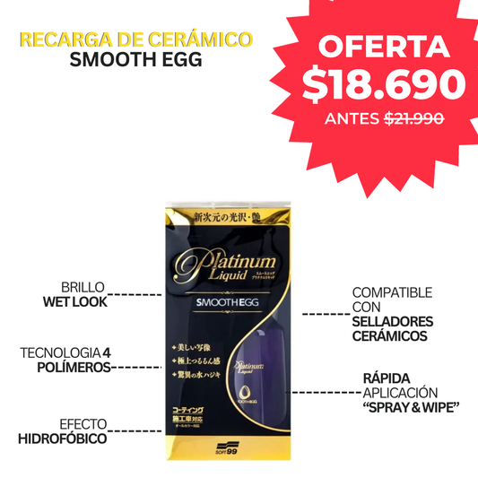 Recarga de Cerámico Smooth Egg Platinum Liquid 230ml | Soft99